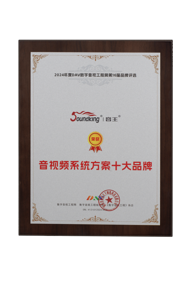喜訊再傳！音王榮耀加冕DAV 2024年度音視頻系統(tǒng)方案十大品牌獎(jiǎng)項(xiàng)